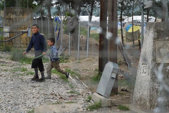 The Vinojug camp for refugees on the Greek-Macedonian border