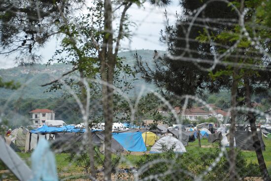 The Vinojug camp for refugees on the Greek-Macedonian border