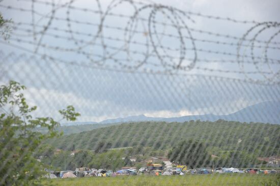 The Vinojug camp for refugees on the Greek-Macedonian border