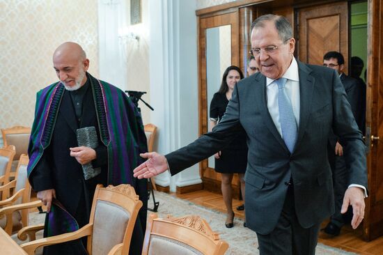 Foreign Minister Sergei Lavrov meets with former President of Afghanistan Hamid Karzai