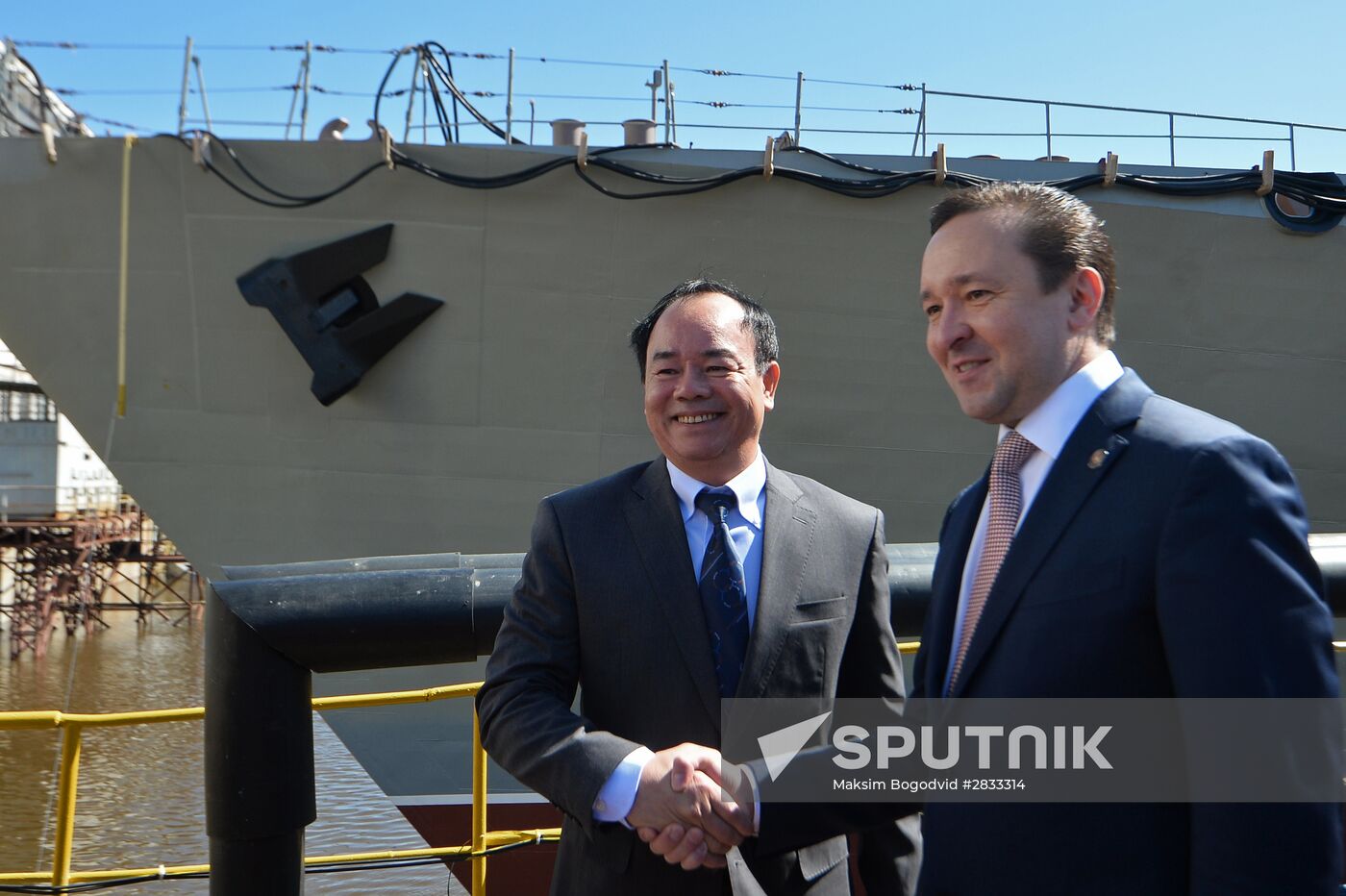 Gepard 3.9 frigate launching in Zelenodolsk