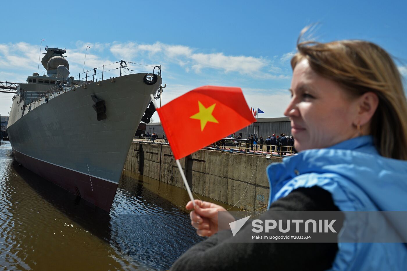 Gepard 3.9 frigate launching in Zelenodolsk