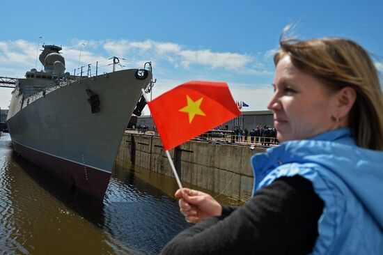 Gepard 3.9 frigate launching in Zelenodolsk