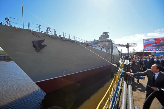 Gepard 3.9 frigate launching in Zelenodolsk