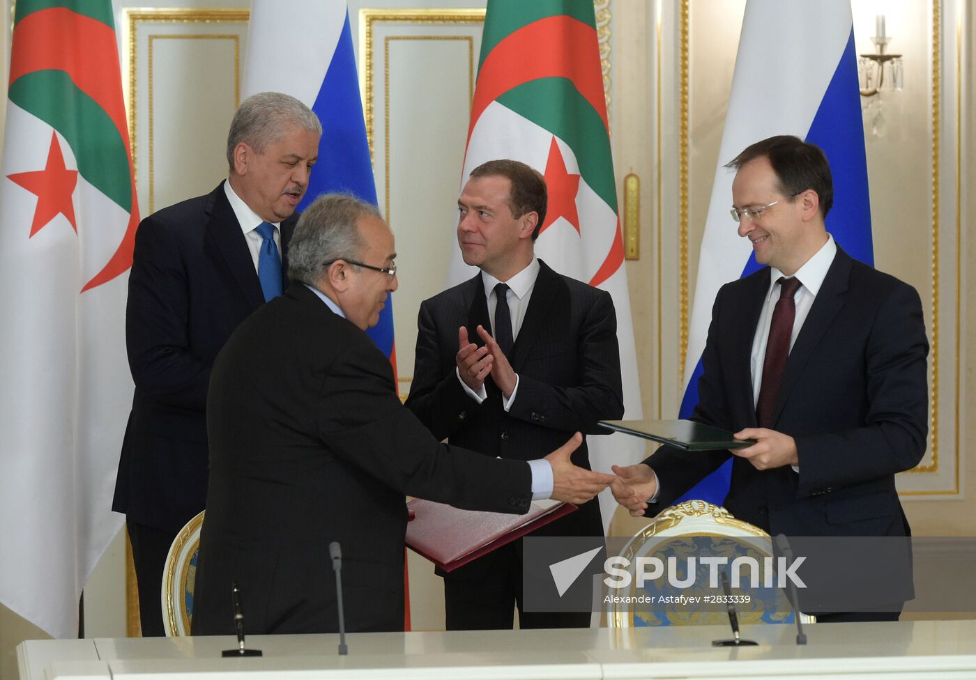 Russian Prime Minister Medvedev has talks with Algerian counterpart Abdelmalek Sellal