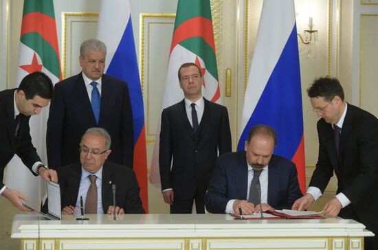 Russian Prime Minister Medvedev has talks with Algerian counterpart Abdelmalek Sellal