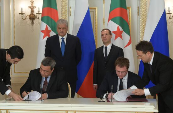 Russian Prime Minister Medvedev has talks with Algerian counterpart Abdelmalek Sellal