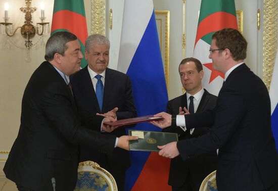 Russian Prime Minister Medvedev has talks with Algerian counterpart Abdelmalek Sellal