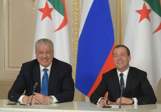 Russian Prime Minister Medvedev has talks with Algerian counterpart Abdelmalek Sellal