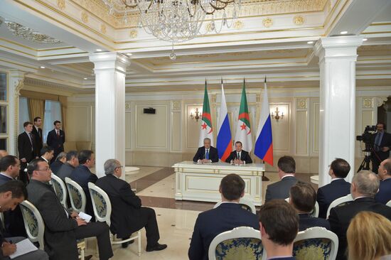 Russian Prime Minister Medvedev has talks with Algerian counterpart Abdelmalek Sellal