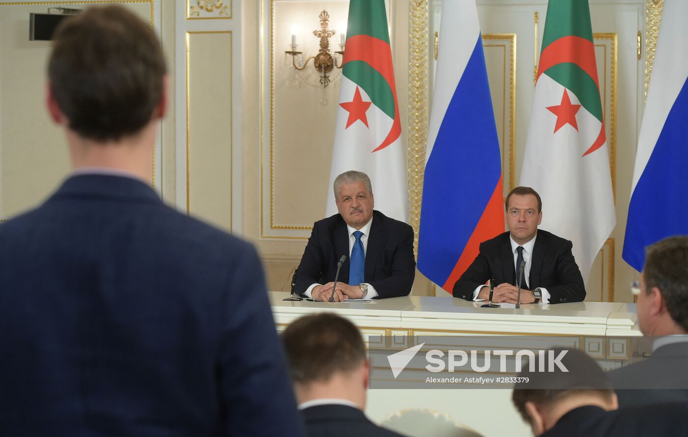 Russian Prime Minister Medvedev has talks with Algerian counterpart Abdelmalek Sellal