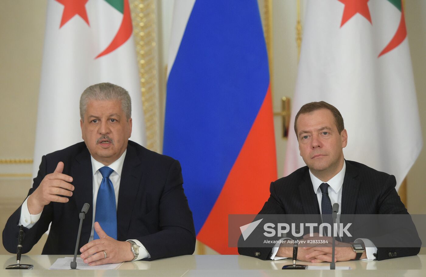 Russian Prime Minister Medvedev has talks with Algerian counterpart Abdelmalek Sellal