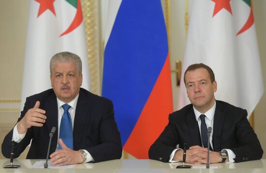 Russian Prime Minister Medvedev has talks with Algerian counterpart Abdelmalek Sellal