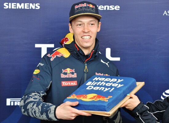Russian Formula One racer Daniil Kvyat visits bobsled track
