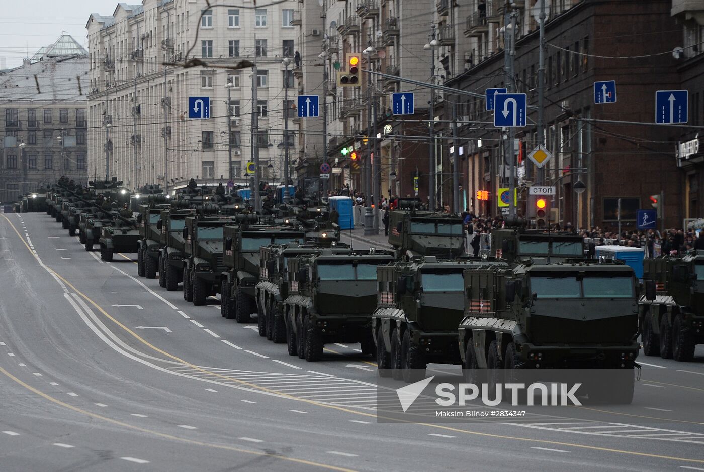 Nighttime Victory parade practice on Red Square