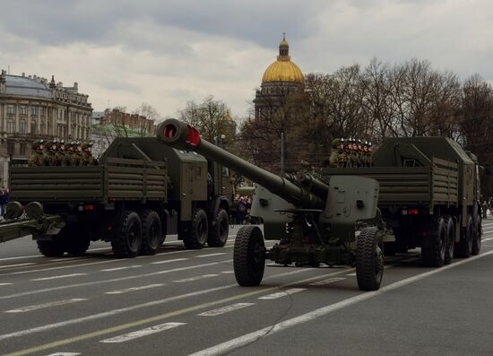 Victory Day Parade rehearsal in St. Petersburg