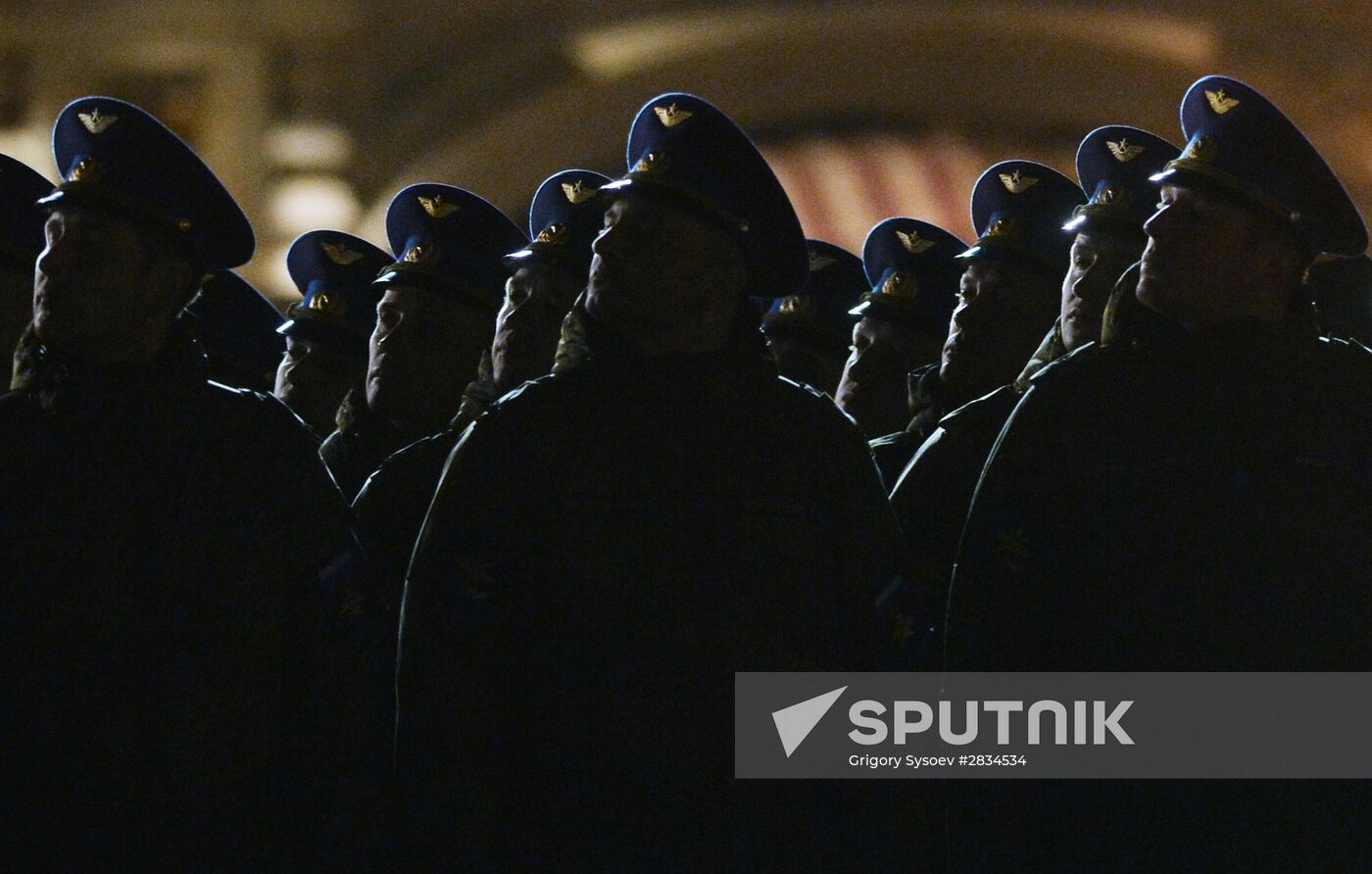 Nighttime Victory parade practice on Red Square