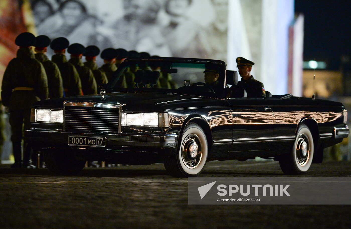 Nighttime Victory parade practice on Red Square