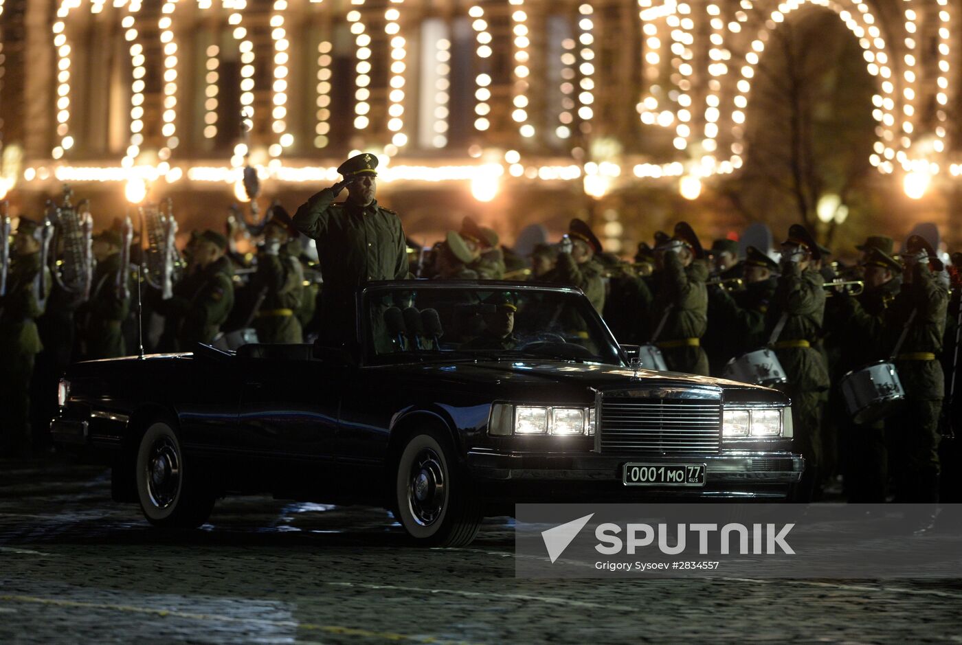 Nighttime Victory parade practice on Red Square