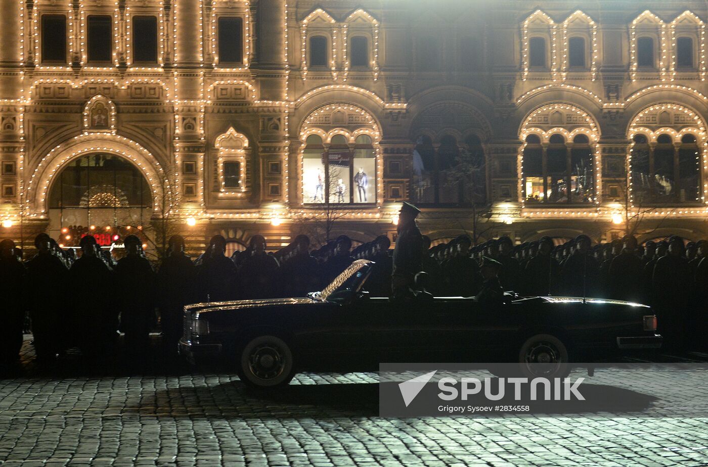 Nighttime Victory parade practice on Red Square