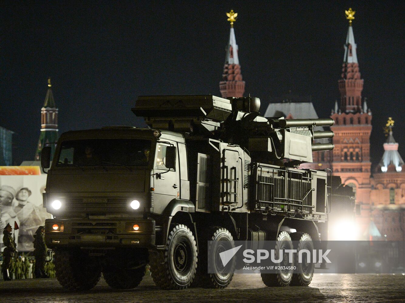 Nighttime Victory parade practice on Red Square