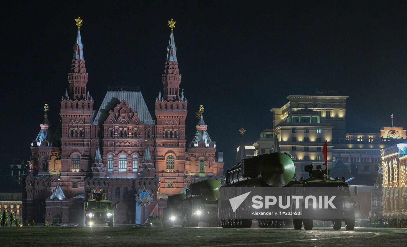 Nighttime Victory parade practice on Red Square