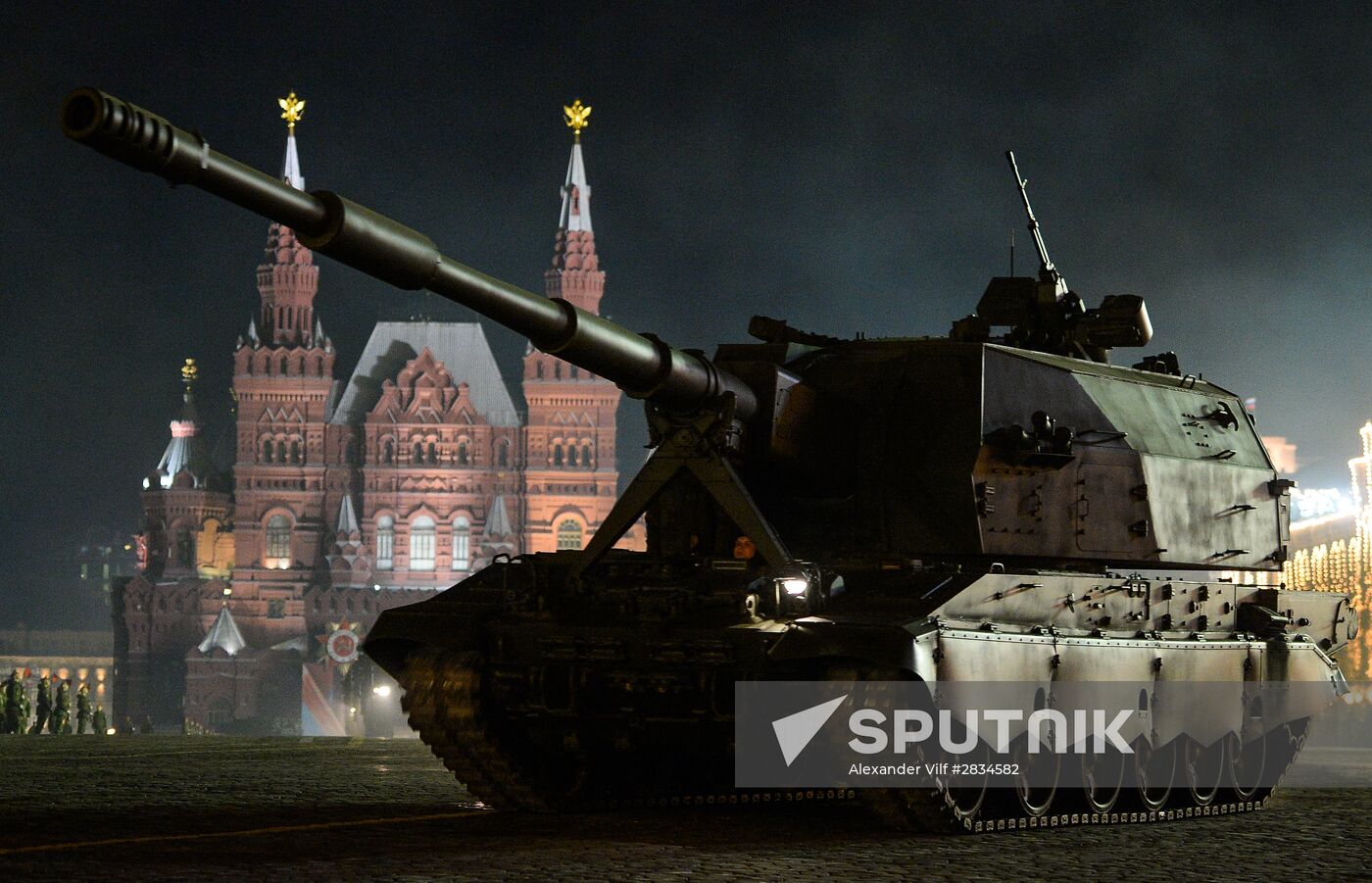 Nighttime Victory parade practice on Red Square