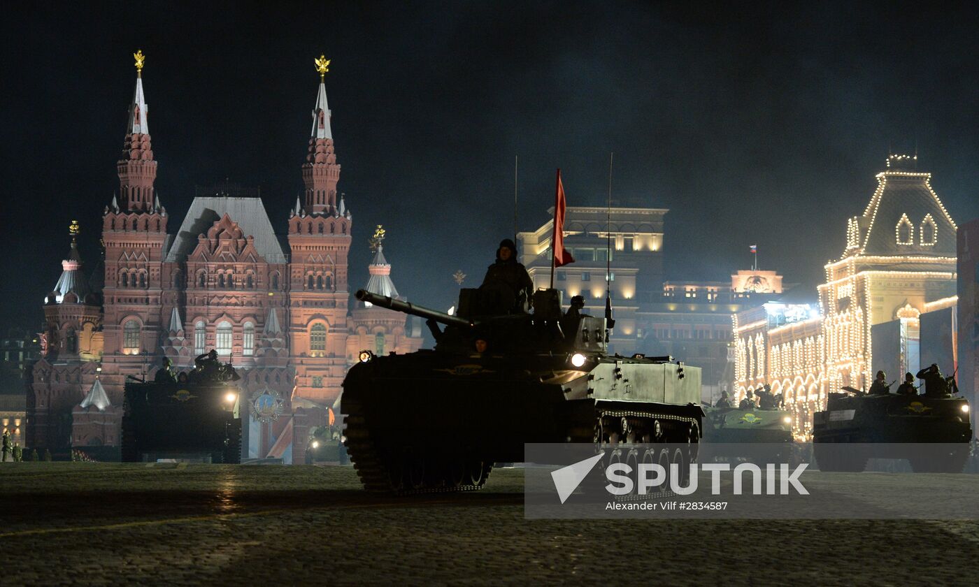 Nighttime Victory parade practice on Red Square