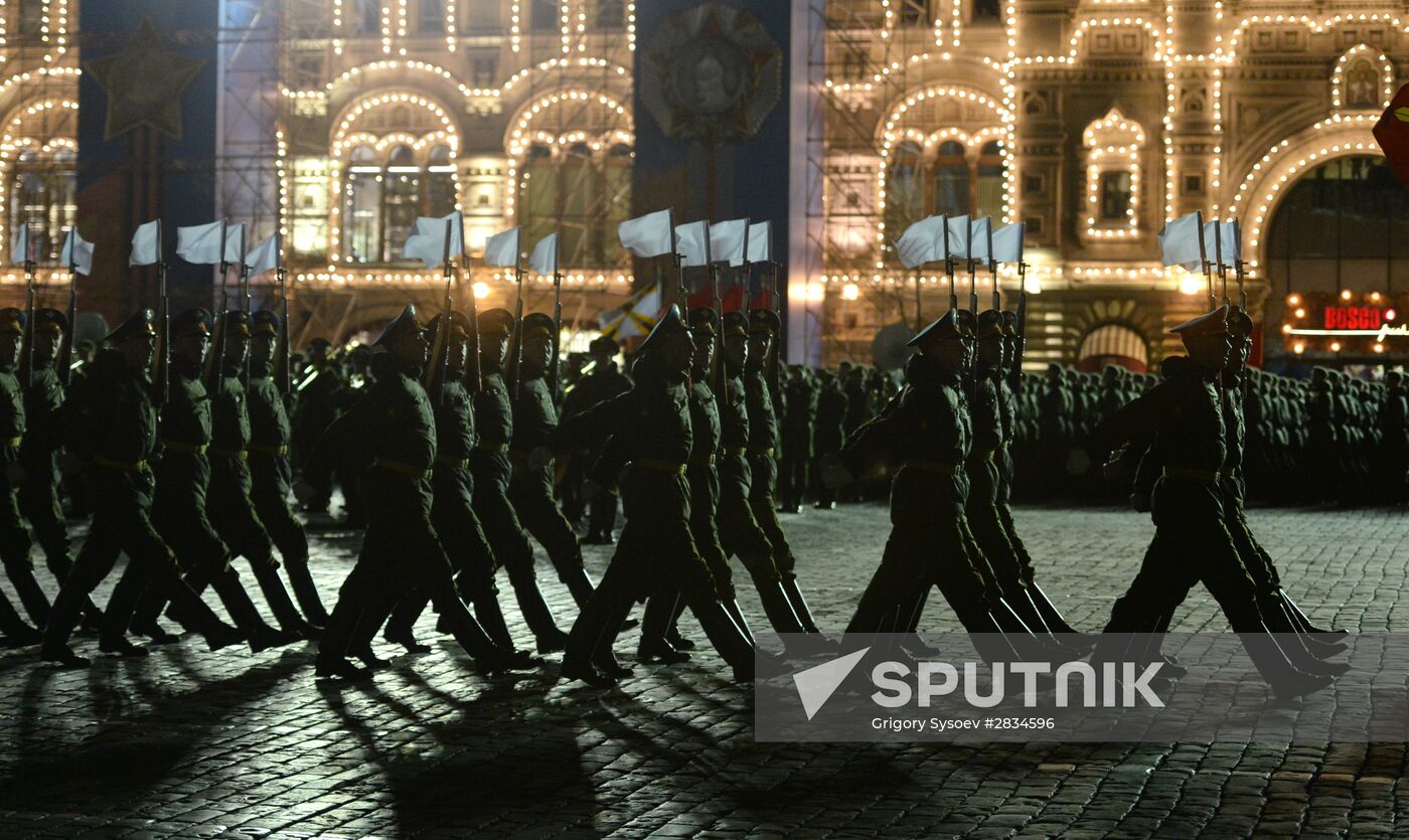Nighttime Victory parade practice on Red Square