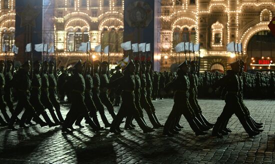 Nighttime Victory parade practice on Red Square