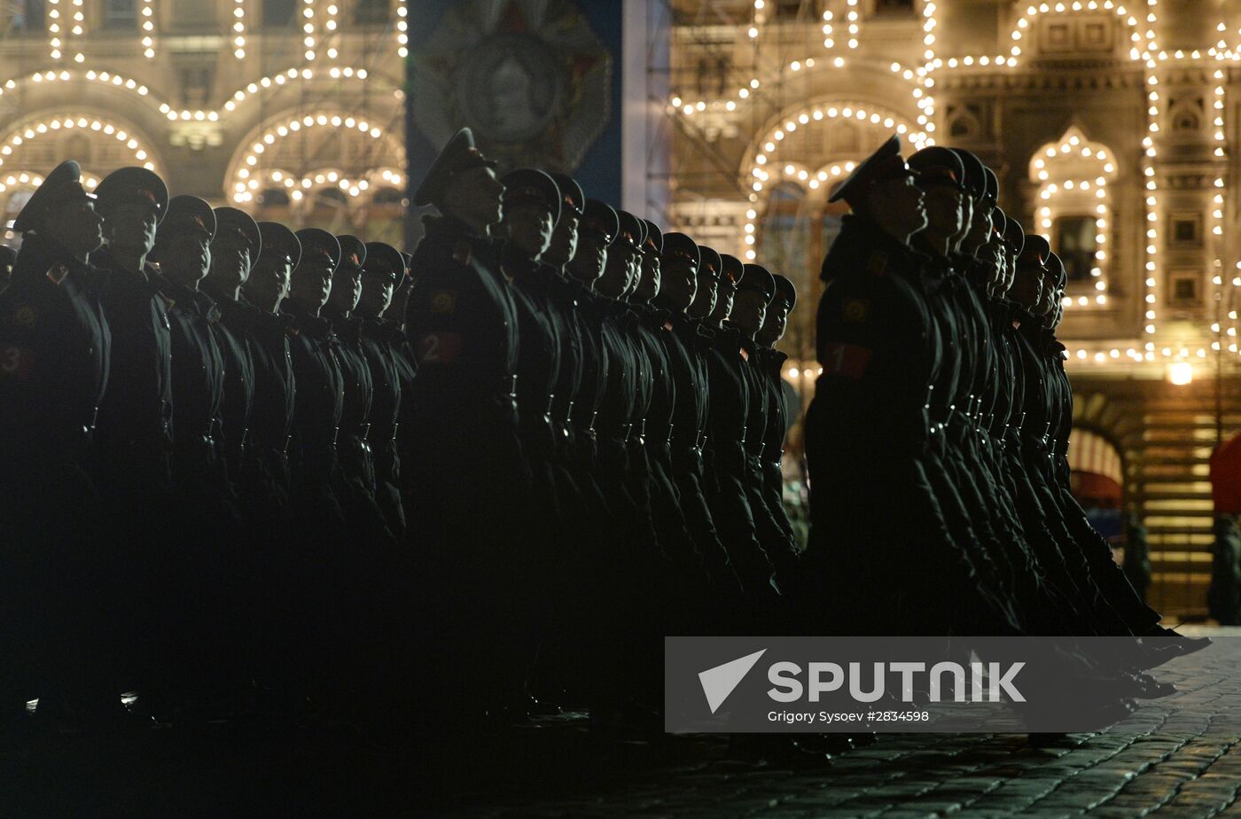 Nighttime Victory parade practice on Red Square