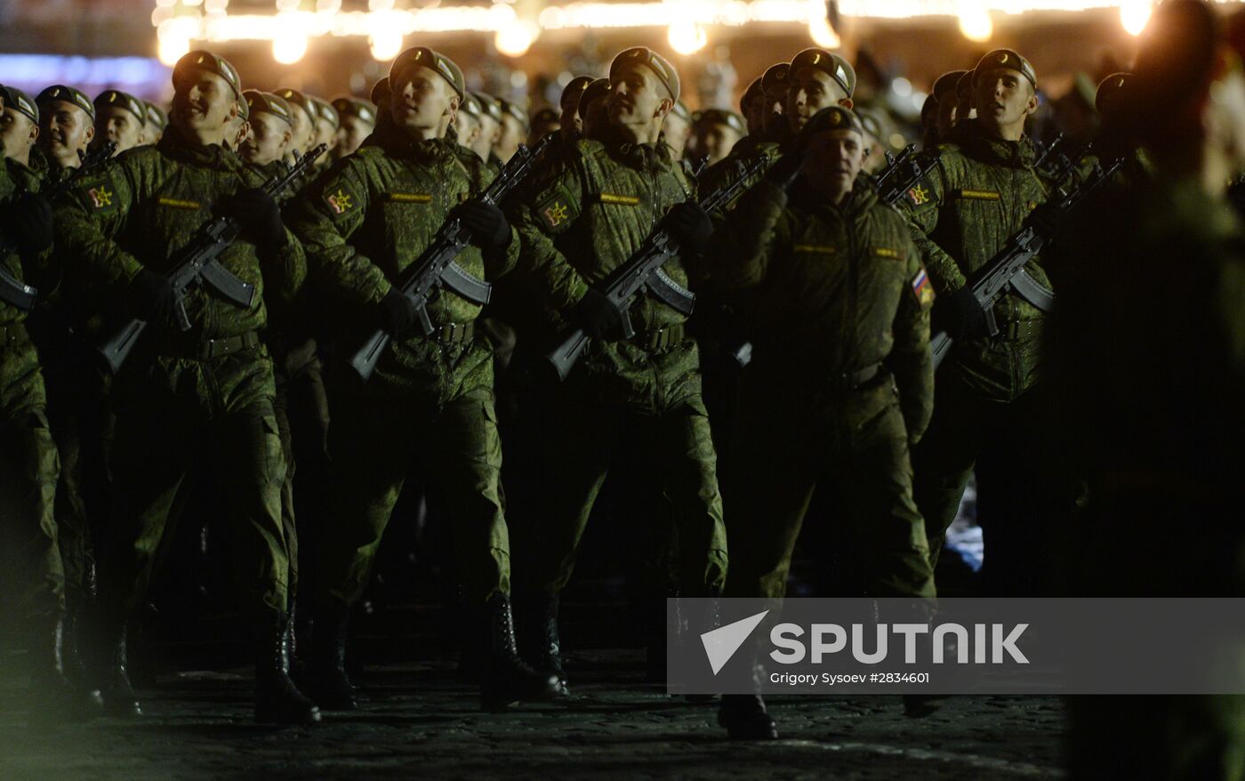 Nighttime Victory parade practice on Red Square