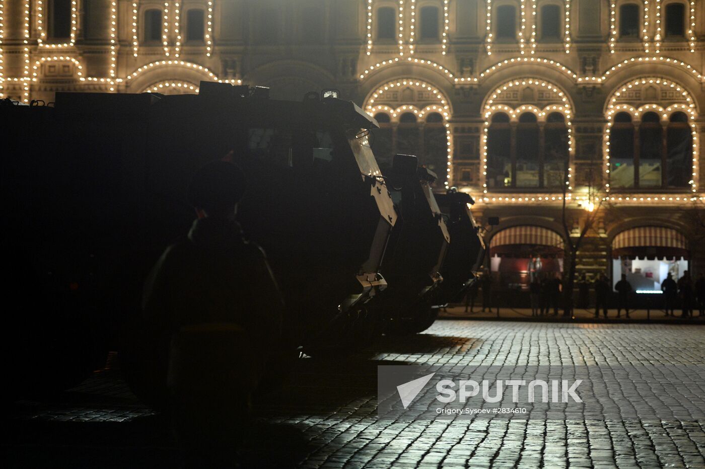 Nighttime Victory parade practice on Red Square