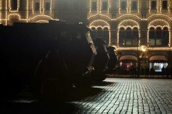 Nighttime Victory parade practice on Red Square