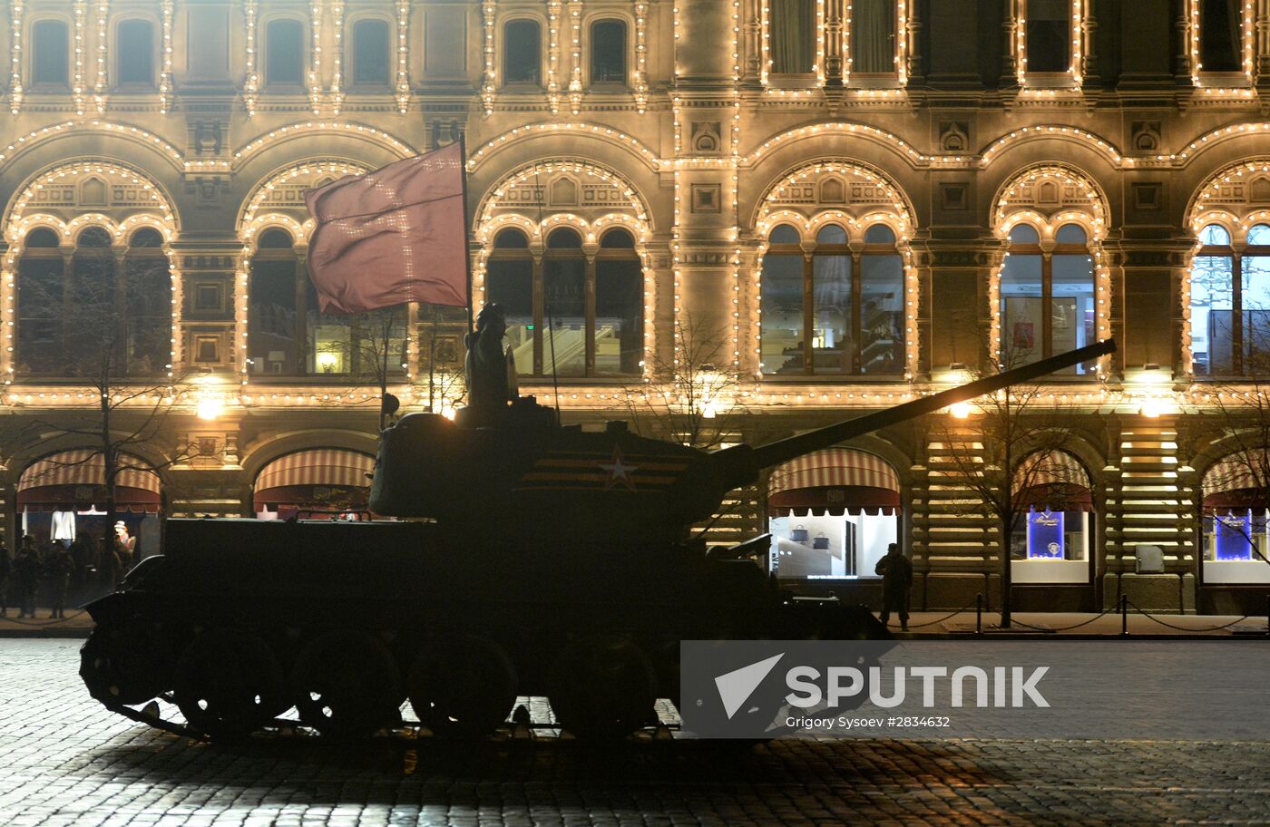 Nighttime Victory parade practice on Red Square