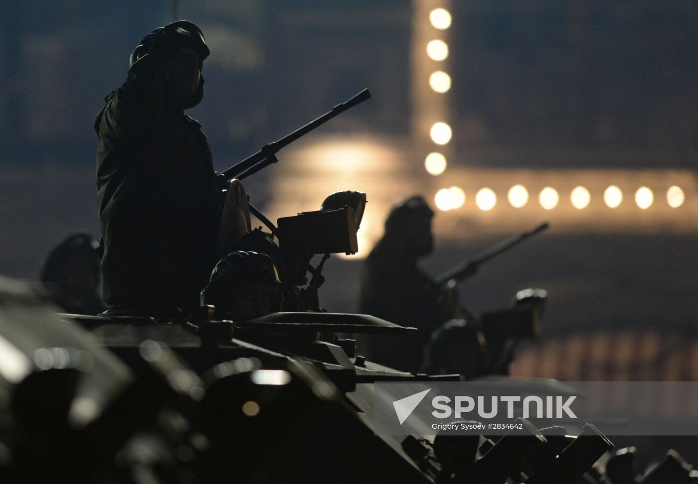 Nighttime Victory parade practice on Red Square