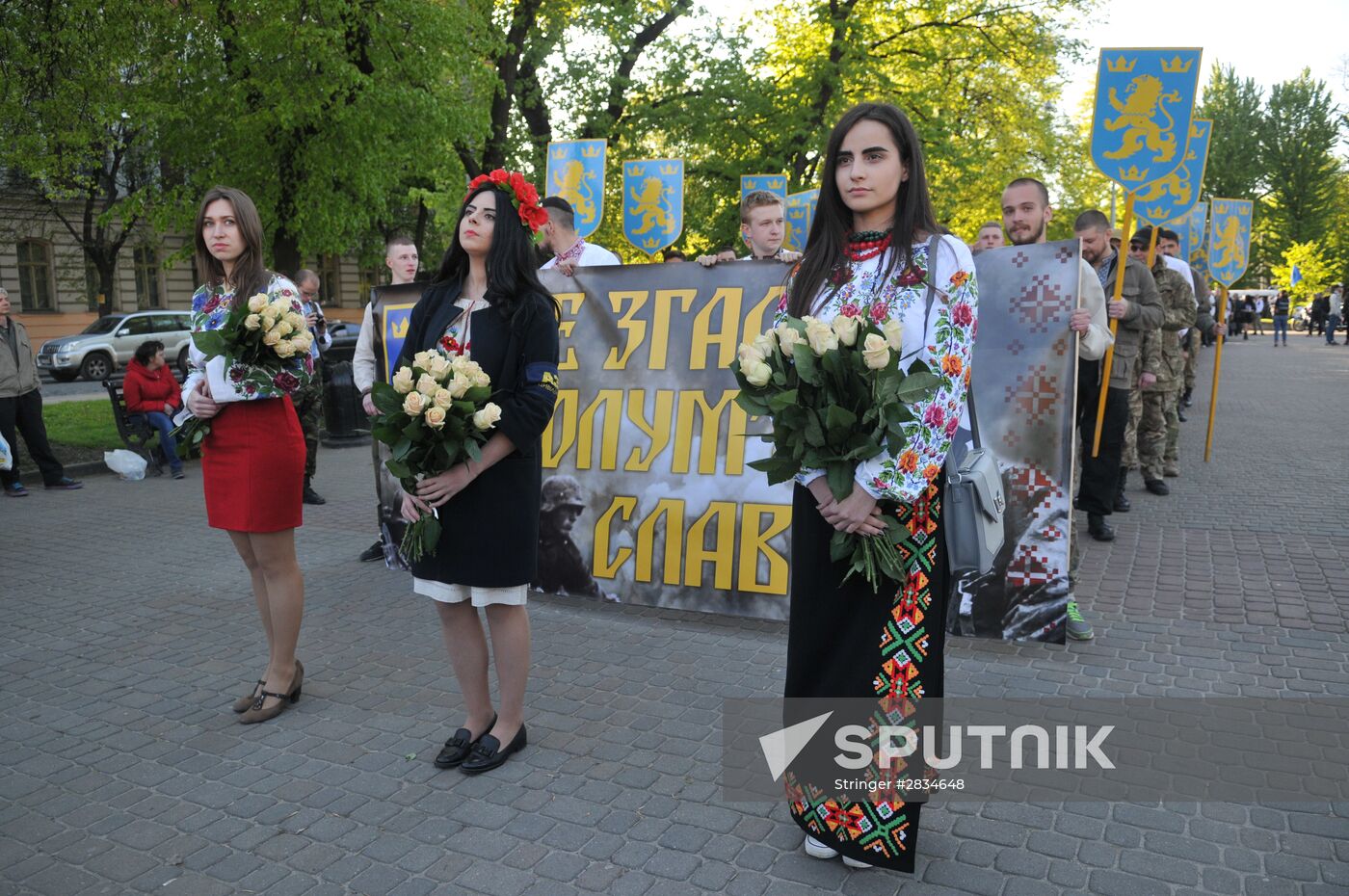 Torchlit march in Lvov on Galicia SS division anniversary
