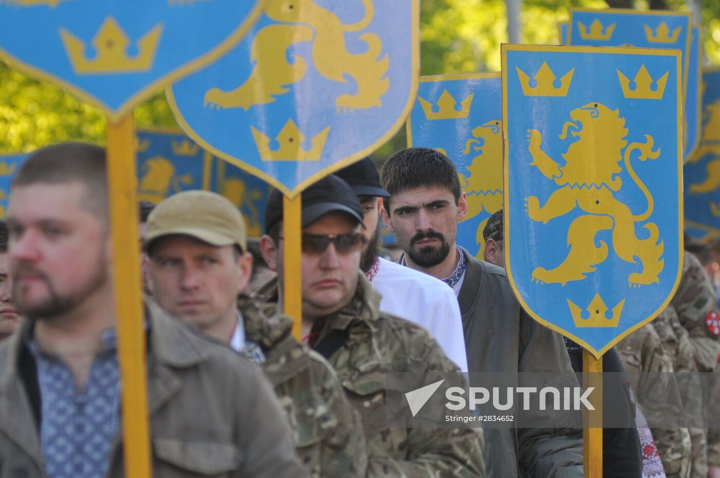 Torchlit march in Lvov on Galicia SS division anniversary