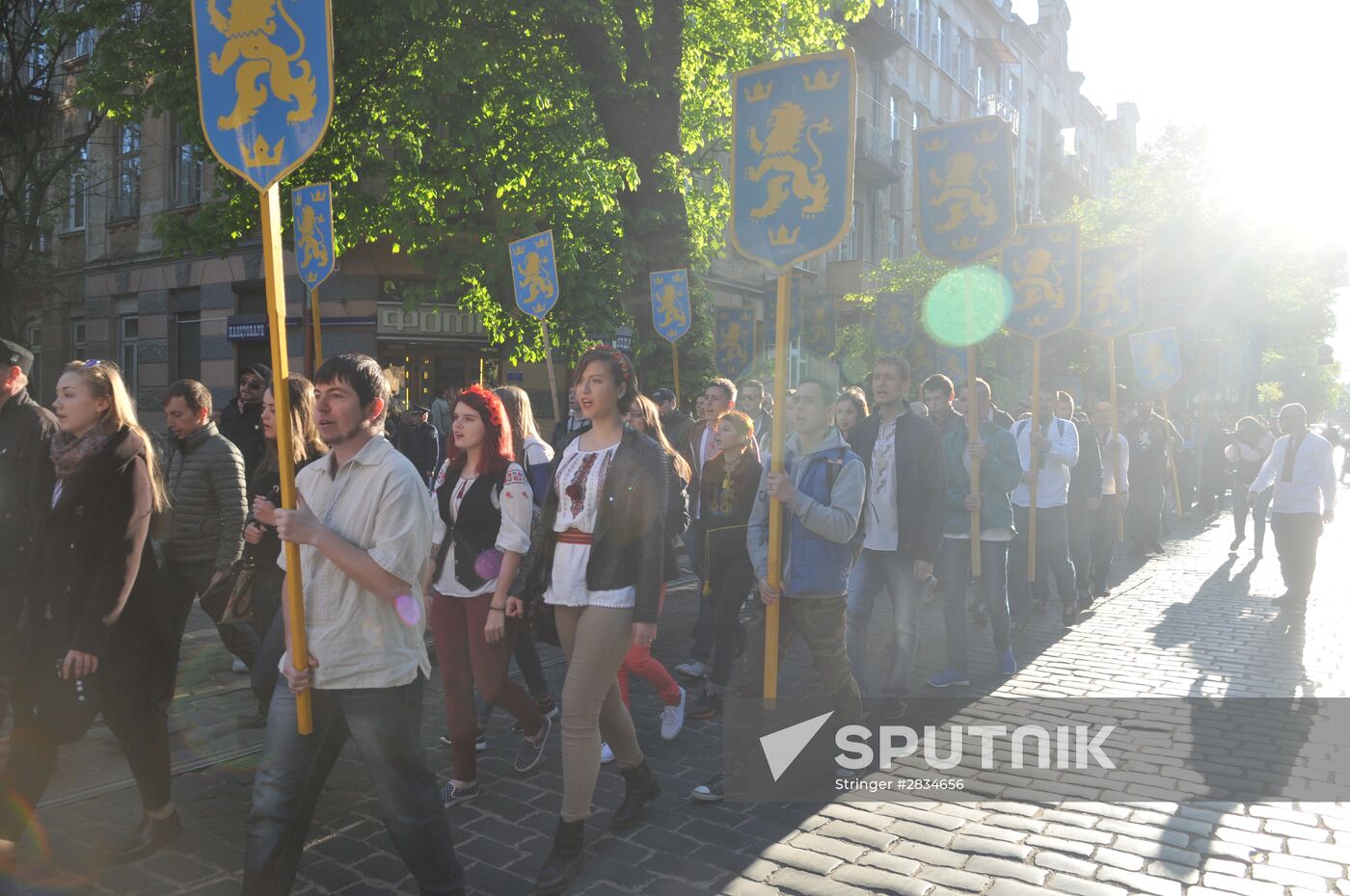 Torchlit march in Lvov on Galicia SS division anniversary
