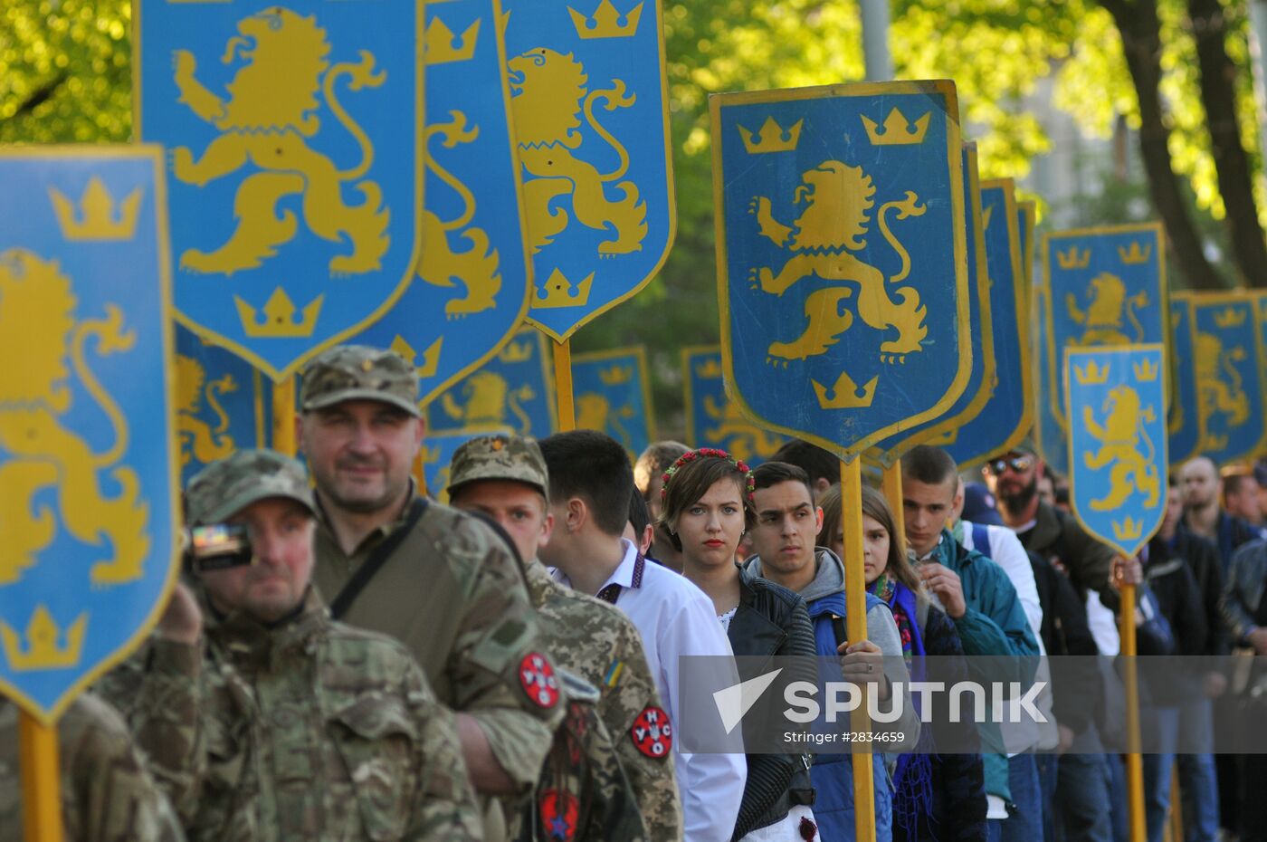 Torchlit march in Lvov on Galicia SS division anniversary