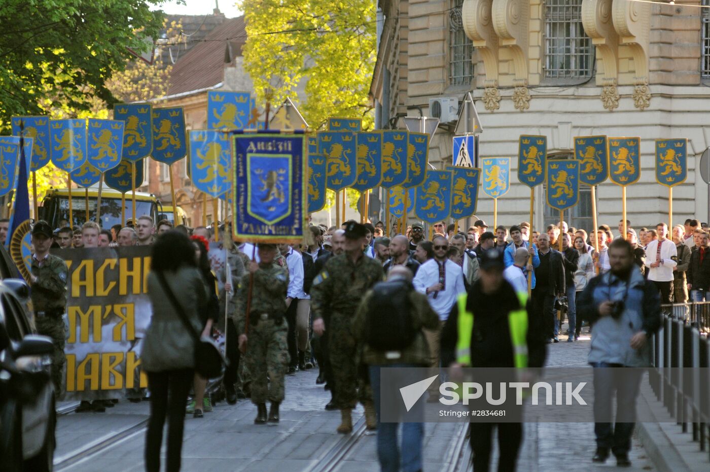 Torchlit march in Lvov on Galicia SS division anniversary