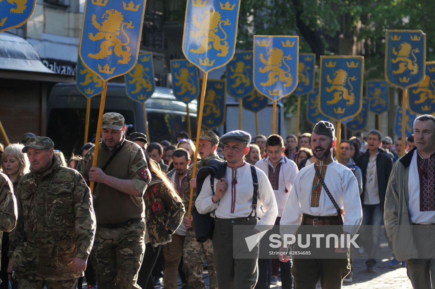 Torchlit march in Lvov on Galicia SS division anniversary