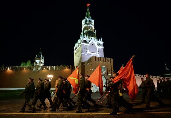 Nighttime Victory parade practice on Red Square