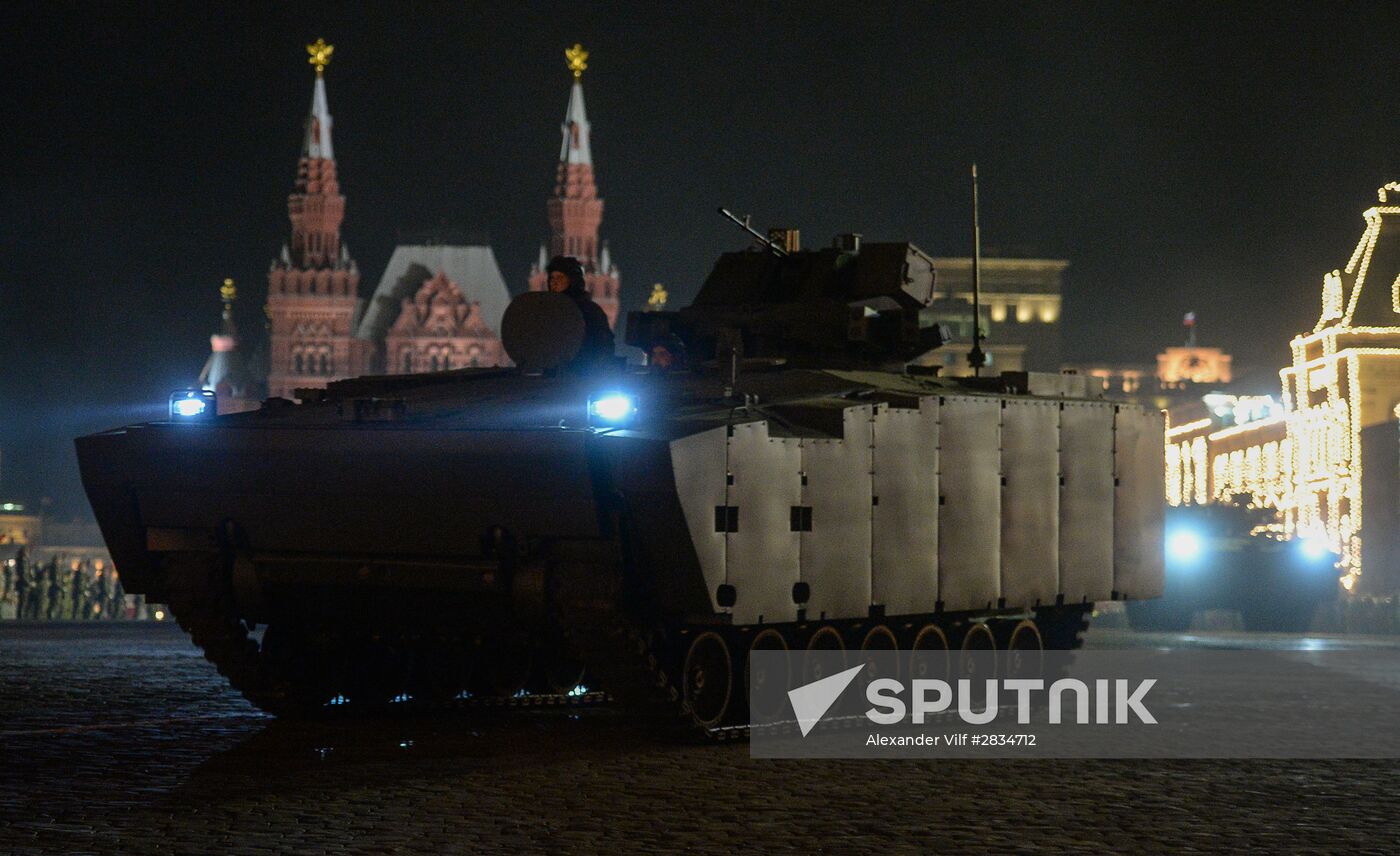 Nighttime Victory parade practice on Red Square