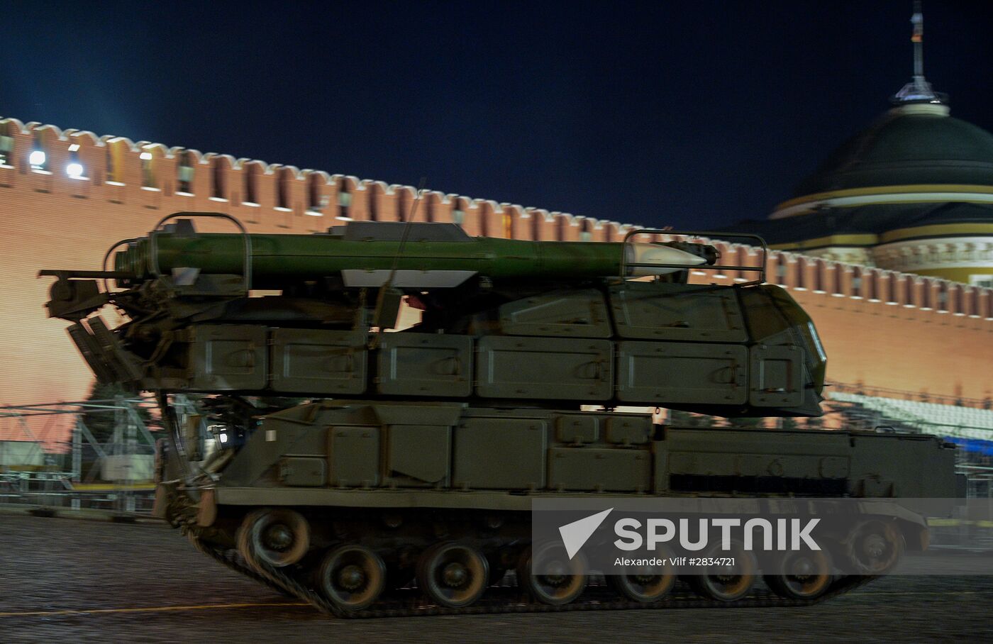 Nighttime Victory parade practice on Red Square