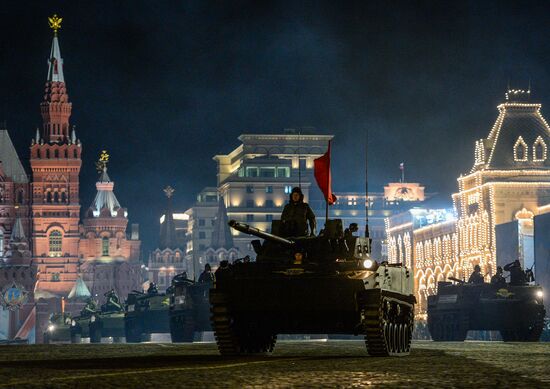 Nighttime Victory parade practice on Red Square