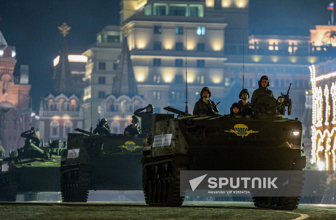 Nighttime Victory parade practice on Red Square