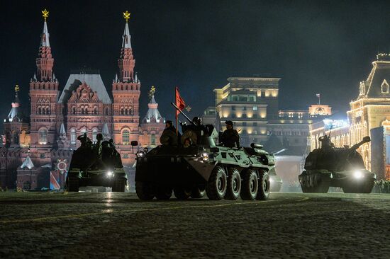 Nighttime Victory parade practice on Red Square