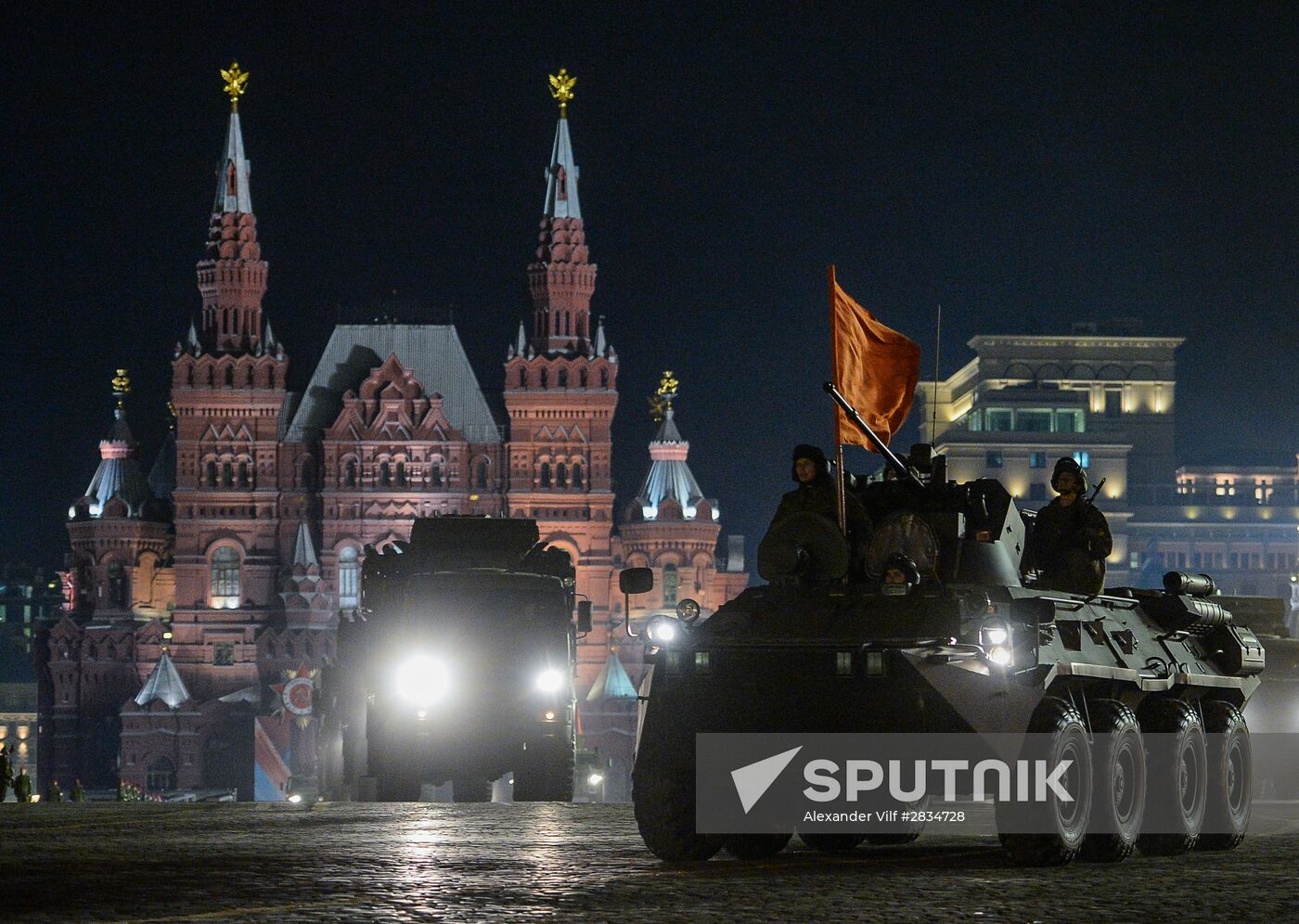 Night-time Victory Day Parade rehearsal on Moscow's Red Square