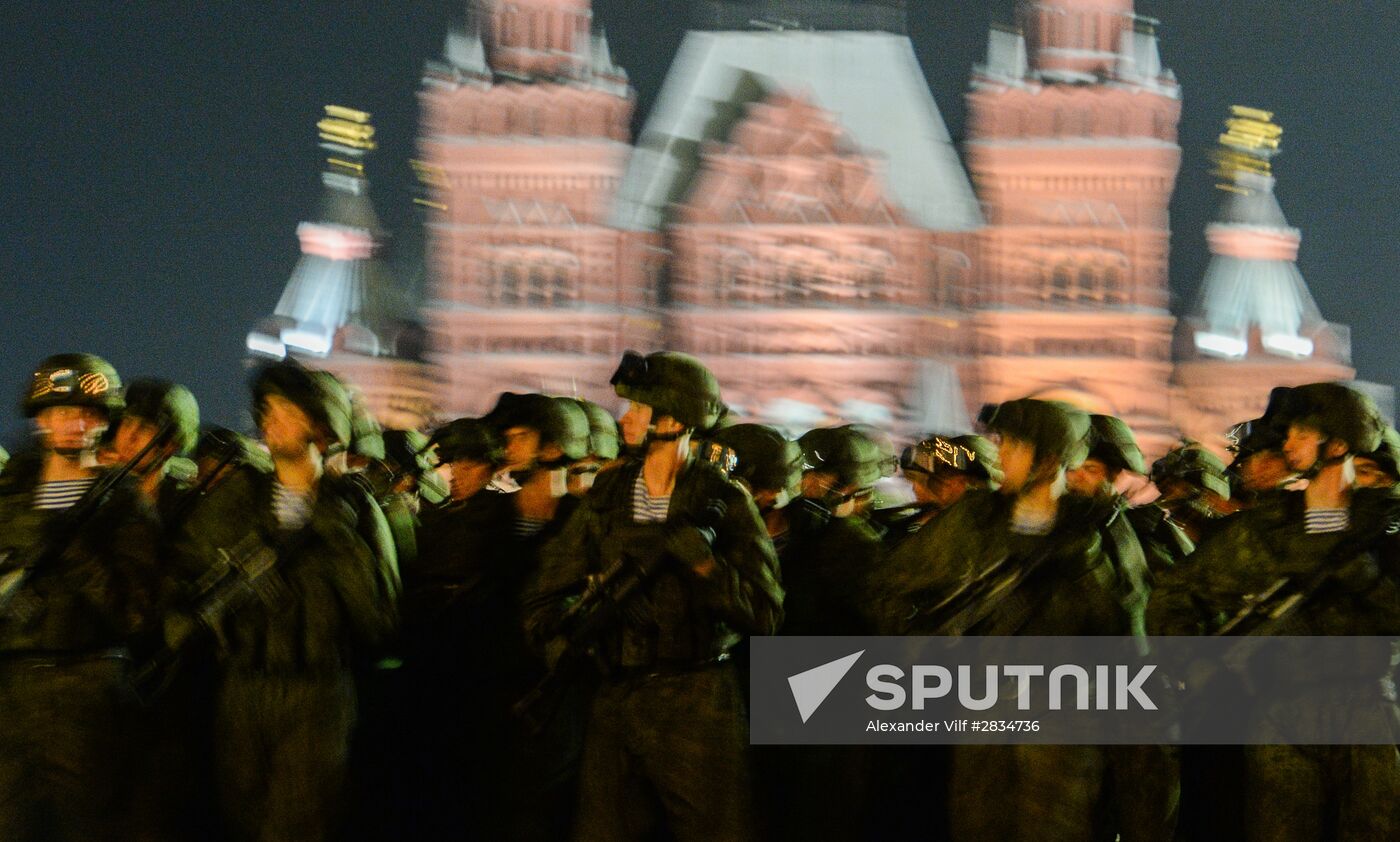 Nighttime Victory parade practice on Red Square